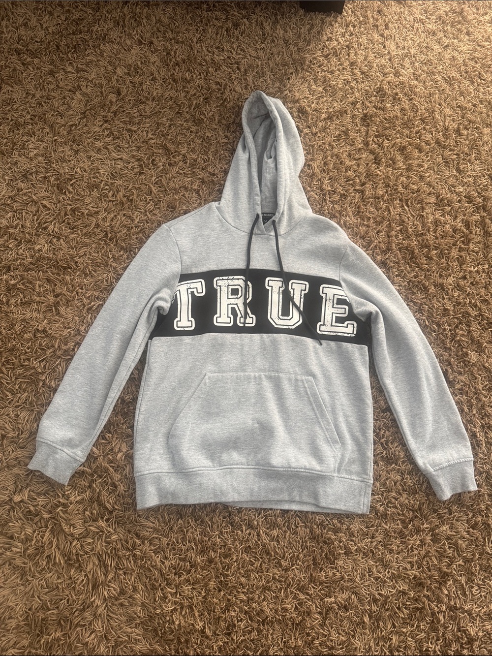 True Religion Light Gray Hoodie with Black Accent